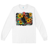 White western rooster coop animals sunflowers cowhide serape wooden Long Sleeve Tee - Artiststas