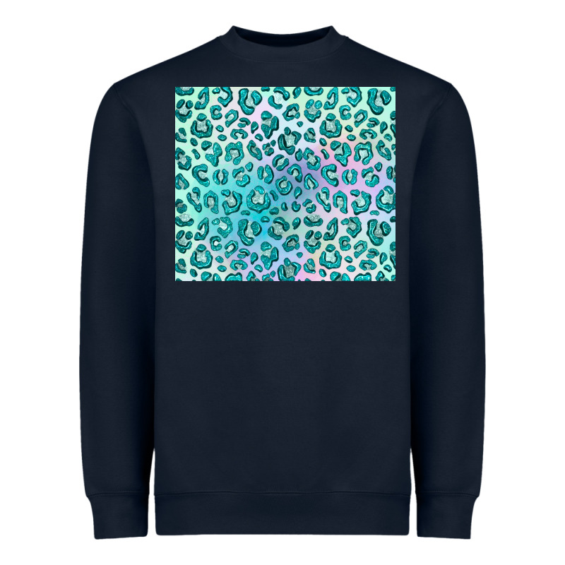 Turquoise Leopard Glitter Heavyweight Sweatshirt by JahusDesignShop | Teevron