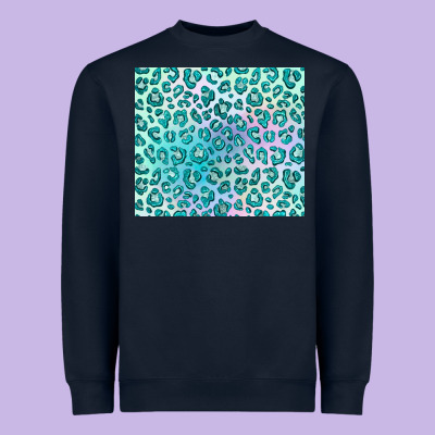 Turquoise Leopard Glitter Heavyweight Sweatshirt Designed By Jahusdesignshop