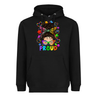 Black LGBTQ+ Messy Bun With Colorful Stars Heavyweight Hoodie - BundleAndBundleShop