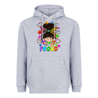 Heather Grey LGBTQ+ Messy Bun With Colorful Stars Heavyweight Hoodie - BundleAndBundleShop