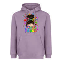 Lavender LGBTQ+ Messy Bun With Colorful Stars Heavyweight Hoodie - BundleAndBundleShop