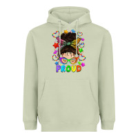Matcha LGBTQ+ Messy Bun With Colorful Stars Heavyweight Hoodie - BundleAndBundleShop