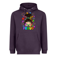 Plum LGBTQ+ Messy Bun With Colorful Stars Heavyweight Hoodie - BundleAndBundleShop