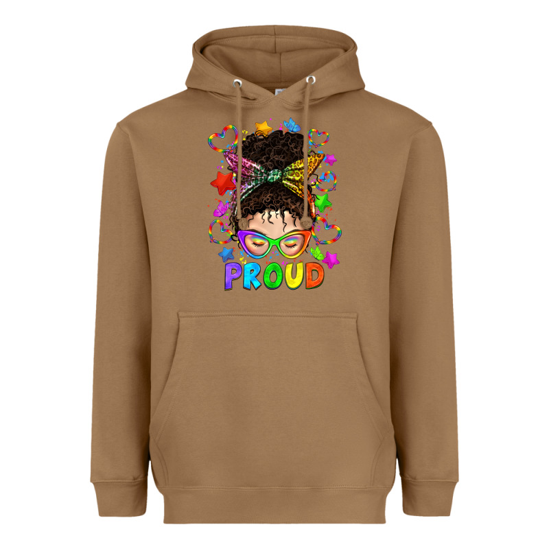Lgbtq+ Messy Bun With Colorful Stars Heavyweight Hoodie by BundleAndBundleShop | Teevron