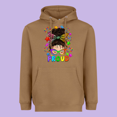 Lgbtq+ Messy Bun With Colorful Stars Heavyweight Hoodie Designed By Bundleandbundleshop