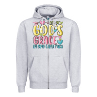 Heather Grey all of god's grace in one tiny face Zipper Hoodie - MaliasSmallBusiness