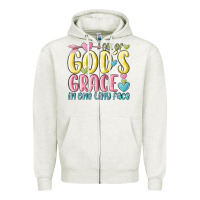 Oatmeal Heather all of god's grace in one tiny face Zipper Hoodie - MaliasSmallBusiness