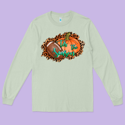 Tis The Season Football Pumpkin Long Sleeve Tee Designed By Adodesignshop