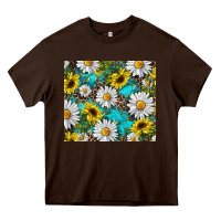Chocolate Brown western daisy and sunflower Heavy Core Tee - RanaPortraitStore