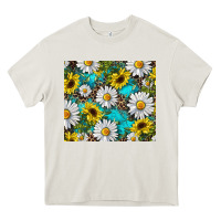 Cream western daisy and sunflower Heavy Core Tee - RanaPortraitStore