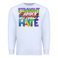 White Straight Againts Hate Premium Sweatshirt - BundleAndBundleShop