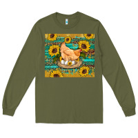 Army Green western farm chicken coop animals sunflowers leopard turquoise wooden Long Sleeve Tee - Artiststas