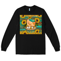 Black western farm chicken coop animals sunflowers leopard turquoise wooden Long Sleeve Tee - Artiststas