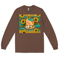 Chestnut western farm chicken coop animals sunflowers leopard turquoise wooden Long Sleeve Tee - Artiststas