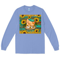 Colony Blue western farm chicken coop animals sunflowers leopard turquoise wooden Long Sleeve Tee - Artiststas