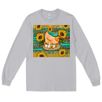 Western Farm Chicken Coop Animals Sunflowers Leopard Turquoise Wooden Long Sleeve Tee | Teevron