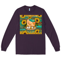 Plum western farm chicken coop animals sunflowers leopard turquoise wooden Long Sleeve Tee - Artiststas