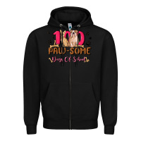 Black 100 paw some days of school Zipper Hoodie - MaliasSmallBusiness