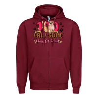 Burgundy 100 paw some days of school Zipper Hoodie - MaliasSmallBusiness