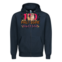 Navy 100 paw some days of school Zipper Hoodie - MaliasSmallBusiness