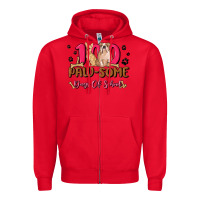Red 100 paw some days of school Zipper Hoodie - MaliasSmallBusiness