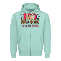 Seafoam 100 paw some days of school Zipper Hoodie - MaliasSmallBusiness