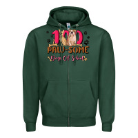 Sports Green 100 paw some days of school Zipper Hoodie - MaliasSmallBusiness