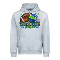 Heather Grey Touchdown season American football green and blue Urban Hoodie - HowdyJamesFarm