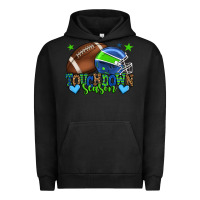 Pigment Black Touchdown season American football green and blue Urban Hoodie - HowdyJamesFarm