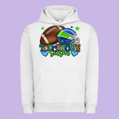 Touchdown Season American Football Green And Blue Urban Hoodie Designed By Howdyjamesfarm