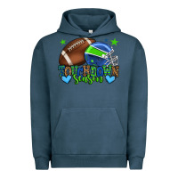 Pigment Midnight Navy Touchdown season American football green and blue Urban Hoodie - HowdyJamesFarm