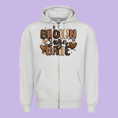 Brown Sugar Babe Zipper Hoodie Designed By Maliassmallbusiness
