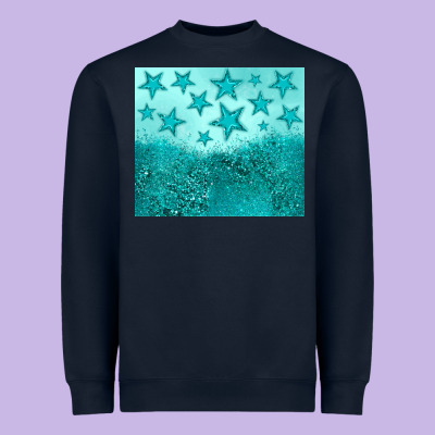 Turquoise Glitter Star Heavyweight Sweatshirt Designed By Jahusdesignshop