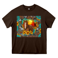 Chocolate Brown western horse and desert tumbler Heavy Core Tee - RanaPortraitStore