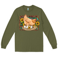 Army Green western farm chicken coop animals eggs sunflowers leopard serape woode Long Sleeve Tee - Artiststas
