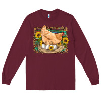 Burgundy western farm chicken coop animals eggs sunflowers leopard serape woode Long Sleeve Tee - Artiststas