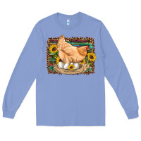 Colony Blue western farm chicken coop animals eggs sunflowers leopard serape woode Long Sleeve Tee - Artiststas
