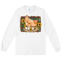White western farm chicken coop animals eggs sunflowers leopard serape woode Long Sleeve Tee - Artiststas