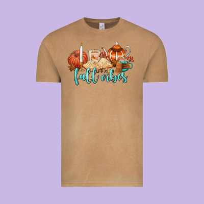 Fall Vibes Vintage Tee Designed By Adodesignshop