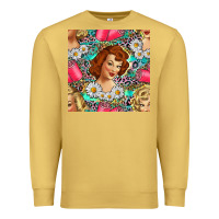 Antique Gold Hairdresser Western Girl And Hair Curler Seamless Pattern Bbs Premium Sweatshirt - BundleAndBundleShop