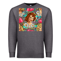 Charcoal Heather Hairdresser Western Girl And Hair Curler Seamless Pattern Bbs Premium Sweatshirt - BundleAndBundleShop