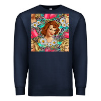 Navy Hairdresser Western Girl And Hair Curler Seamless Pattern Bbs Premium Sweatshirt - BundleAndBundleShop