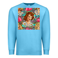 Ocean Blue Hairdresser Western Girl And Hair Curler Seamless Pattern Bbs Premium Sweatshirt - BundleAndBundleShop