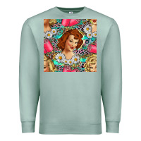 Seafoam Hairdresser Western Girl And Hair Curler Seamless Pattern Bbs Premium Sweatshirt - BundleAndBundleShop