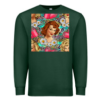 Sports Green Hairdresser Western Girl And Hair Curler Seamless Pattern Bbs Premium Sweatshirt - BundleAndBundleShop