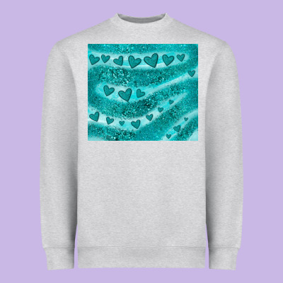 Turquoise Glitter Heart Heavyweight Sweatshirt Designed By Jahusdesignshop
