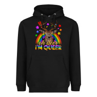 Black LGBTQ+ Oh Deer I'm Queer Heavyweight Hoodie - BundleAndBundleShop