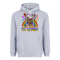 Heather Grey LGBTQ+ Oh Deer I'm Queer Heavyweight Hoodie - BundleAndBundleShop