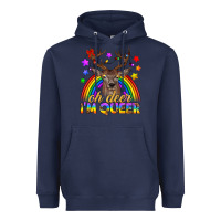 Navy LGBTQ+ Oh Deer I'm Queer Heavyweight Hoodie - BundleAndBundleShop
